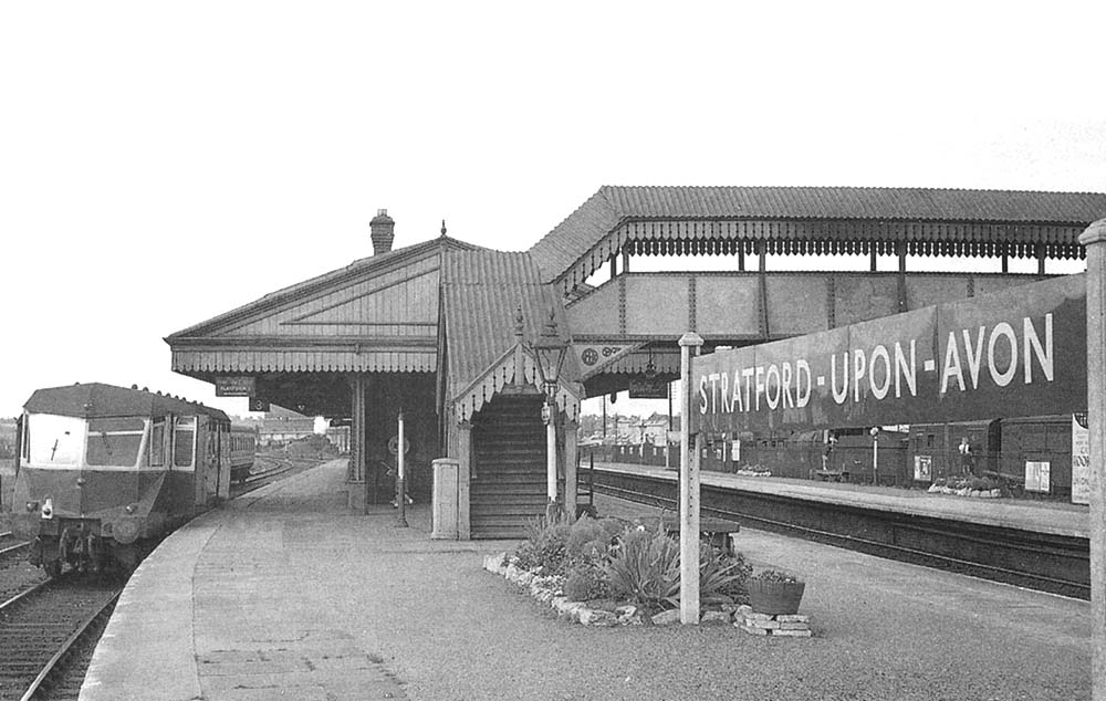View of the island platform looking towards Wilmecote as an ex-GWR Diesel Railcar stands in the bay platform with its doors wide open