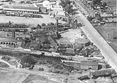 Close up of the buildings and other facilities at Stratford upon Avon's gas works and the coal yard adjacent to the Birmingham Road