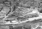 Close up showing goods shed, coal stacking area and a long covered shed adjacent to the goods yard's Birmingham Road entrance