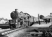 Ex-GWR 4-6-0 Castle class No 5070 'Sir Daniel Gooch' is stands at the up platform on the 11:15am Newquay to Wolverhampton service