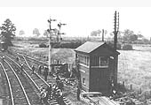 The Permanent Way gang are seen replacing track adjacent to Stratford on Avon West Signal Box in 1935