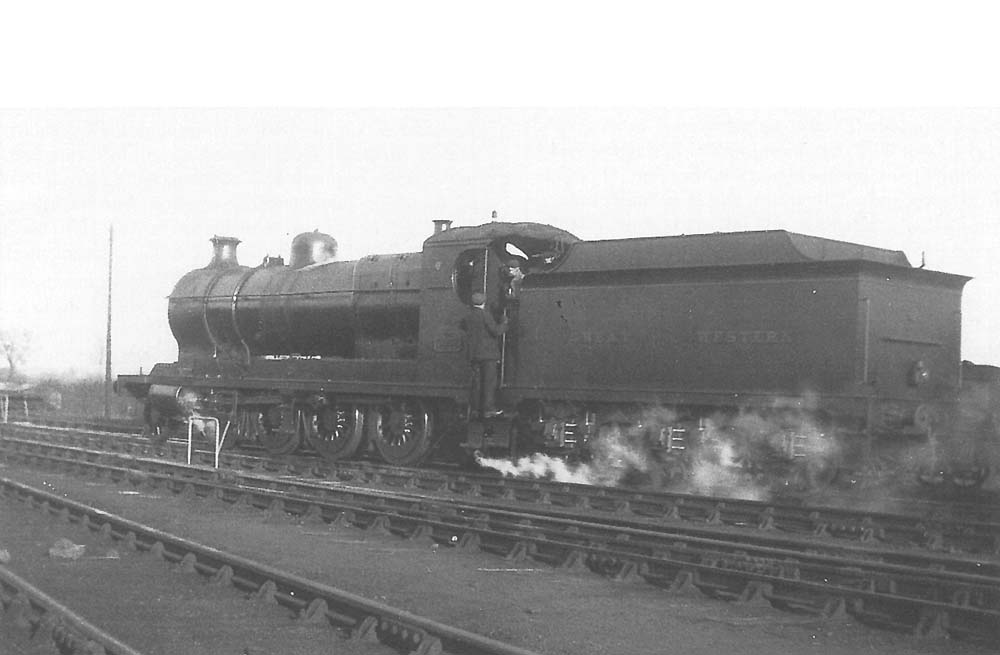 Ex-Railway Operating Division 2-8-0 No 3038	is seen shunting at Birmingham Road goods yard on 4th March 1935