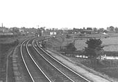 Looking south from the new Stratford on Avon East Box towards the station with the old East Box in the centre of this photograph