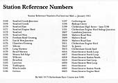 A Table of GWR Station Reference Numbers used on the Stratford on Avon to Cheltenham Railway for distributing internal mail