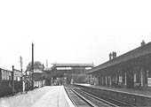 Looking towards Alcester Road bridge from the Birmingham end down platform with Stratford upon Avon's livestock market on the left