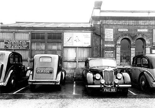 View of the 1910 built section of Stratford on Avon station seen from outside which accommodated the cycle shed