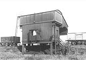 The combined coal stage and water tank at Stratford-upon-Avon shed, showing the ladder to inspect the tank