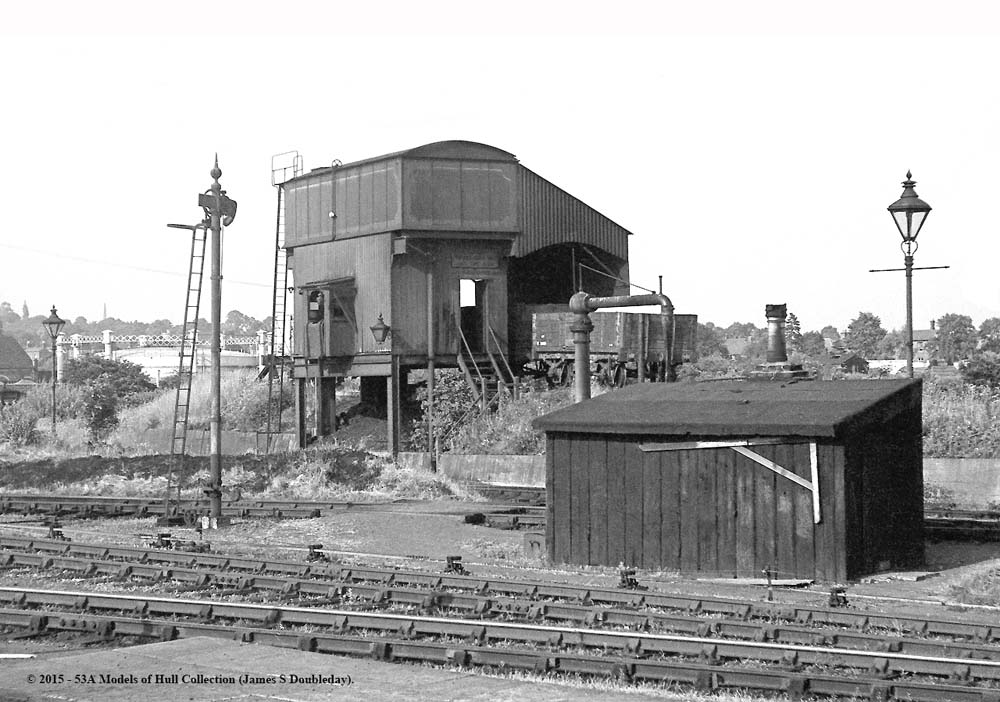 An oblique view of the coaling stage erected at Straford-upon-Avon in 1911 on the opening of the North Warwickshire line