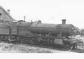Ex-GWR 2-8-0 No 2807 stands fully coaled and watered outside Stratford on Avon shed shed in July 1960