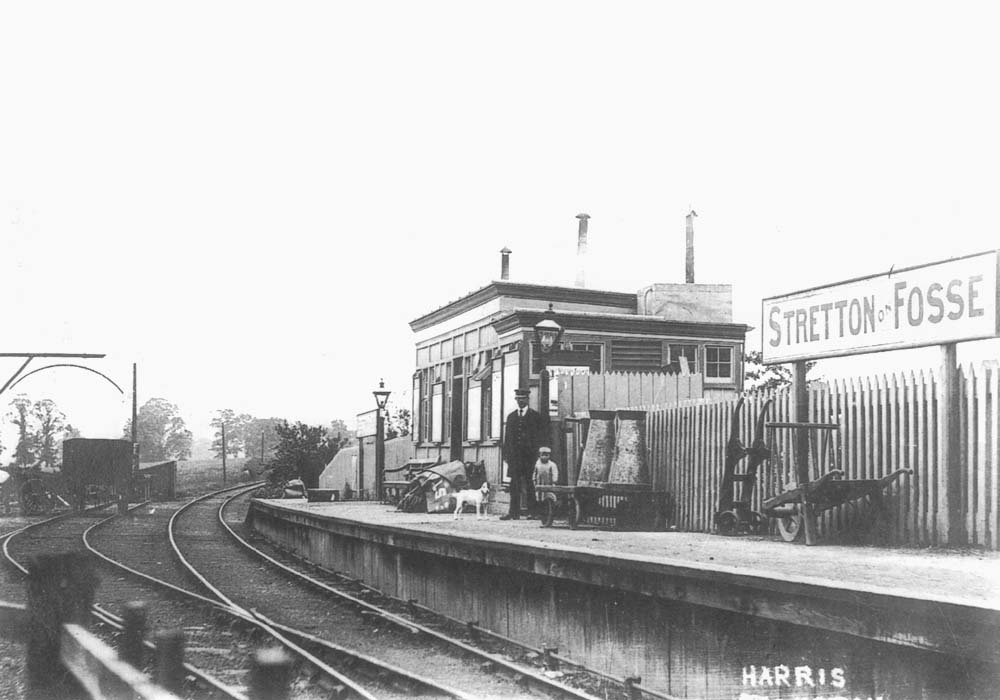 View of the station showing the two station name boards later reduced to one name board and at the end of the single siding the original PW hut
