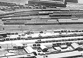 A 1930s aerial photograph showing the mileage sidings in Tyseley Goods Yard with the Carriage Yard and Cripple Sidings