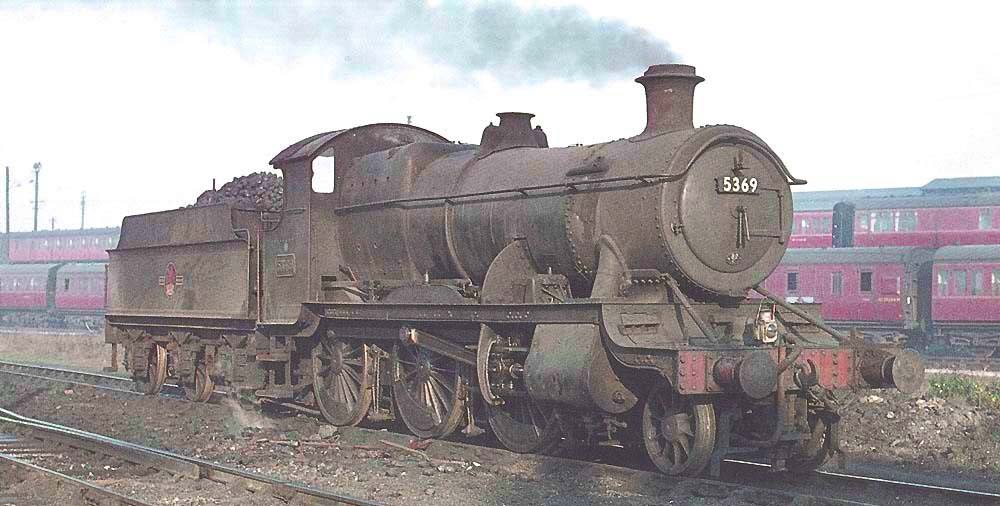 Ex-Great Western Railway 2-6-0 43xx class mogul No 5369 waiting in front of the Carriage Sidings at Tyseley Shed on Sunday 26th November 1961