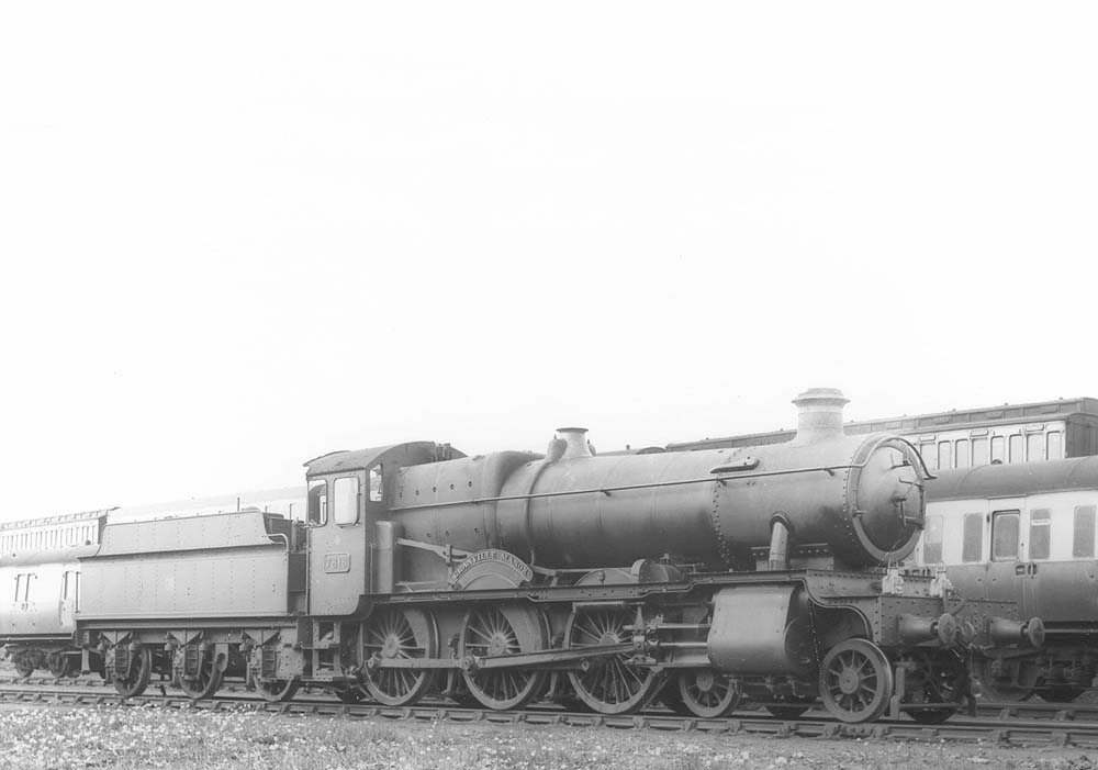 GWR 4-6-0 Manor class No 7818 'Granville Manor' stands on one of the stabling roads after returning from a day's turn