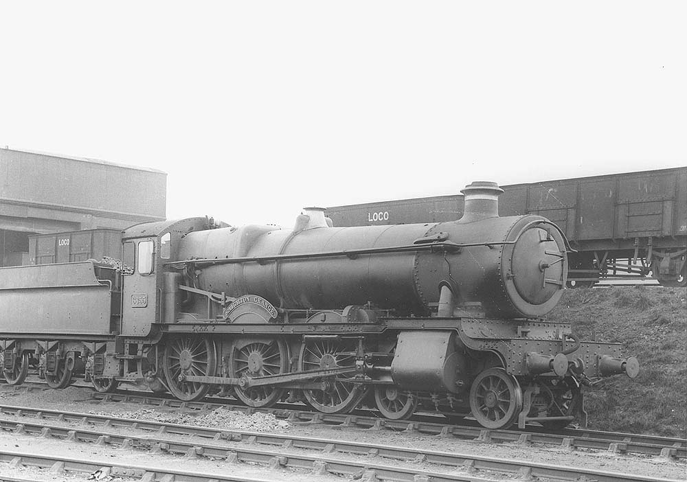 GWR 4-6-0 Grange class No 6855 'Saighton Grange' is seen standing on one of Tyseley coaling station's roads having just been coaled