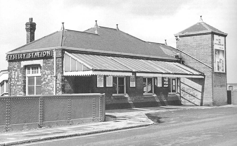 An exterior view of Tyseley Station's booking office which was located at road level in between the two bridges carrying the road over the main and relief lines