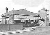 An exterior view of Tyseley Station's booking office which was located at road level in between the two bridges carrying the road over the main and relief lines
