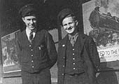 Porters Don Martin and Ted Breakwell are seen standing on Tyseley station's down relief Platform 4