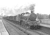 Ex-LMS 5XP 4-6-0 No 45577 'Bengal' passes through with a Class C XP working on 5th October 1963