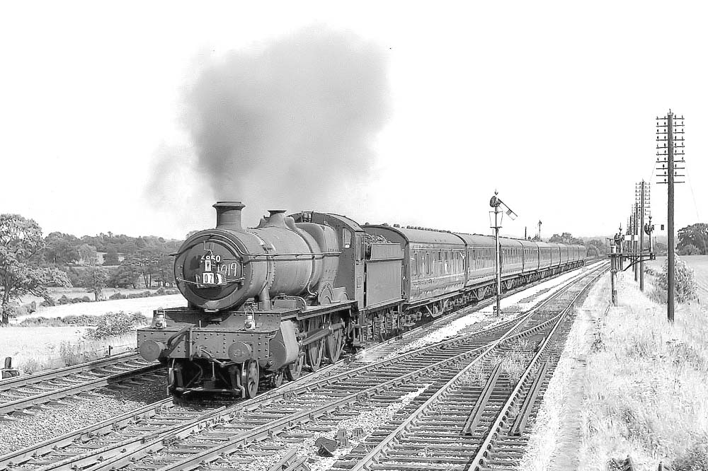 Ex-GWR 68xx Class 4-6-0 No 6850 'Cleeve Grange' passes through Budbrook on a down Class A passenger service on 15th August 1964