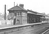 Close up showing the 52-lever frame signal box located on the down platform which had replaced two signal boxes in 1909