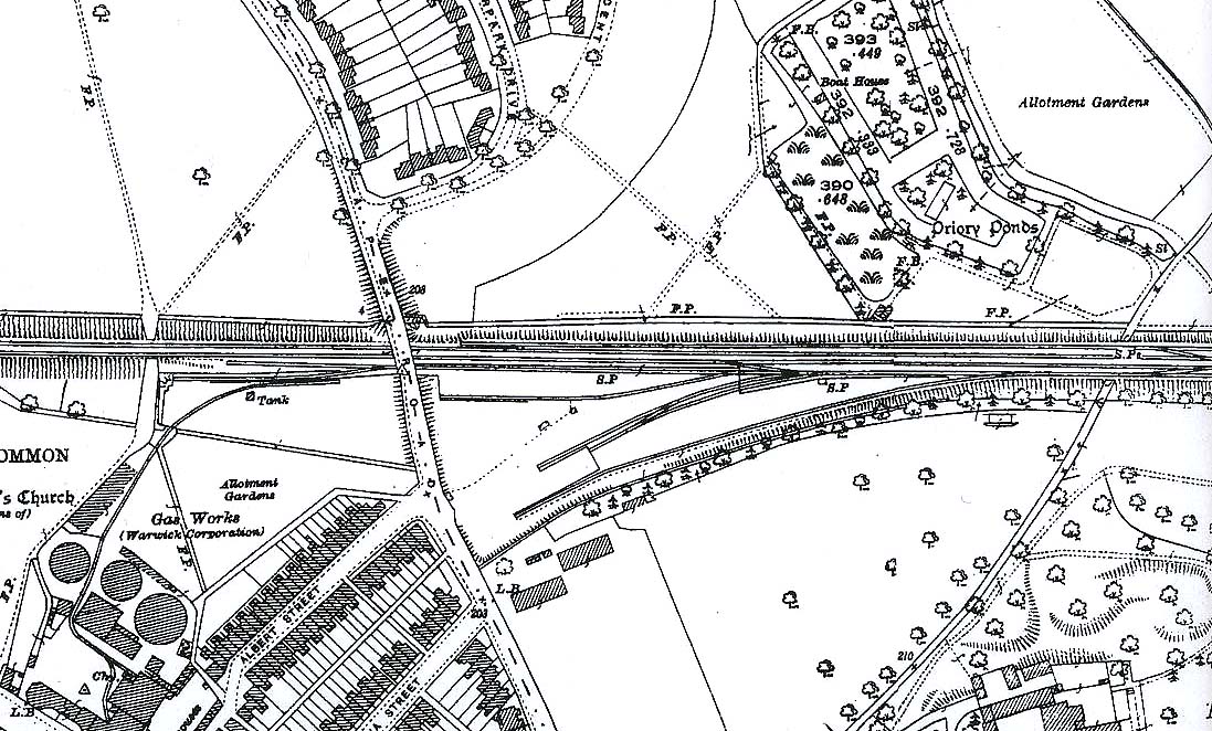 Map of Cape Yard and the gaswork's sidings both of which were located on the Birmingham side of the station on the down line