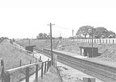 An elevated view of Whitlocks End Halt from the top of the path at Tilehouse Lane leading to the down platform
