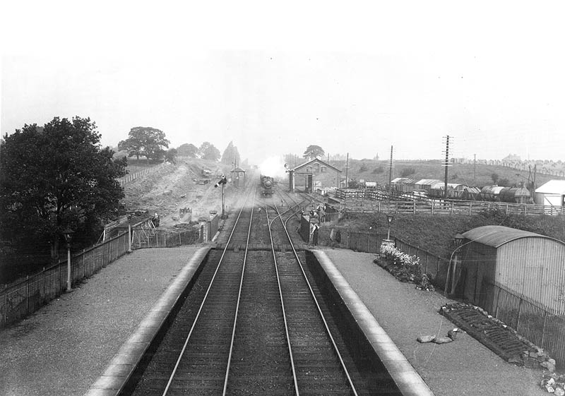 Viewed from the footbridge this image gives a panoramic view of the original station and the contractors at work to quadruple the track