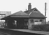 Close up showing the up platform buildings which contained the booking office, a waiting room, ladies waiting room and toilet and gentlemen's toilet