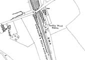 A 1916 Ordnance Survey Map showing the access to and configuration of Yardley Wood station