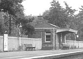 Close up of the down platform brick-built building which comprised the single waiting room and on the far side the gentlemen's toilets