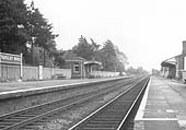 Looking towards Stratford upon Avon from the Birmingham end of the up platform showing the station has changed little fifty years
