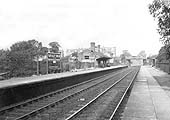 View of Yardley Wood Platform looking towards Birmingham with the up platform and buildings on the left and beyond the roadside booking office