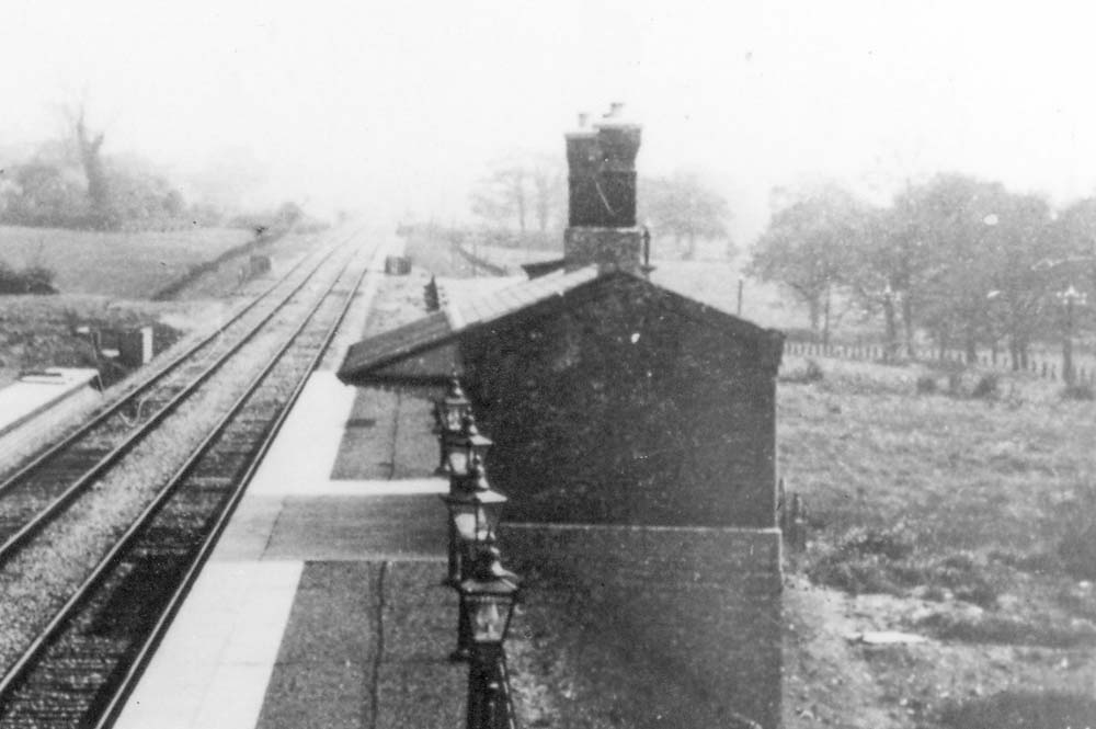 Close up showing the up platform building which was a larger than the waiting room opposite accommodating a separate waiting room and toilets for ladies