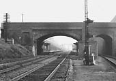 Looking towards Coventry with the station just beyond Bordesley Green Road with the up platform on the left