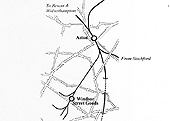 Schematic showing the lines between Aston and Curzon street with the branch to Windsor Street Goods station