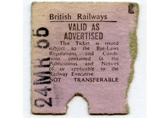 Reverse of the British Railways Third Class Special Cheap Day Ticket from Marston Green to Berkswell dated 24th March 1955