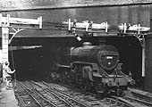 Ex-LMS 5P4F 2-6-0 'Crab' No 2764 is seen passing under Worcester Street bridge with the tunnel seen in the distance as it enters New Street station