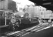 Ex-LMS 2MT 2-6-2T No 41226 is seen arriving at Platform 5 with a local passenger service probably originating from Sutton Coldfield