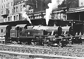 Ex-LMS 3MT 2-6-2T No 40125 and ex-LMS 4MT 2-6-4T No 42320 are seen standing at the East end of New Street station circa 1955