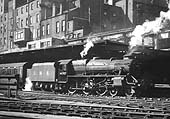 Ex-LMS 5MT 4-6-0 No 44767, the very last locomotive built by the LMS, is seen starting away from Platform 3 with a service to Euston