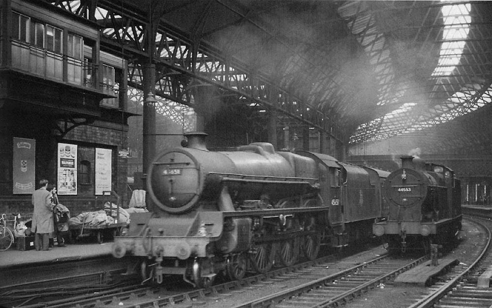 Ex-LMS 5XP 4-6-0 Jubilee class No 45651 'Shovell' is seen standing at Platform 9 with the 12 52pm York to Bristol express on 5th July 1958