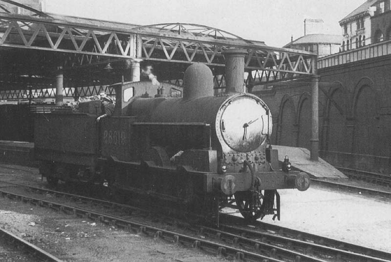 Ex-LNWR 2F 0-6-0 'Cauliflower' No 28619 is seen standing in Fish Dock sidings which were located adjacent to Hill Street on 21st May 1948