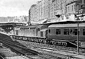 British Railways Type 4 1Co-Co1 D267 is seen arriving at Platform 5 with empty stock to form the 12 10pm to Blackpool Central on Sunday 1964