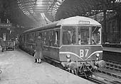 A 3 Car Birmingham Railway Carriage & Wagon Company Diesel Multiple Unit set stands at Platform 8 on the 6 15pm New Street to Leicester service