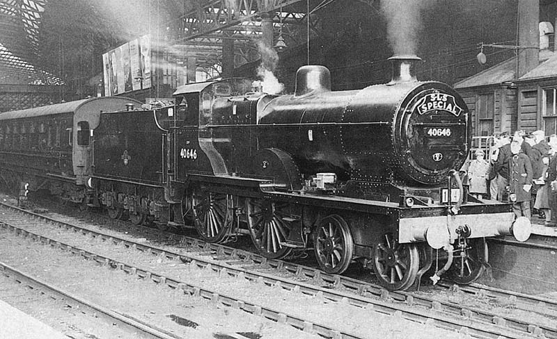 Another view of ex-LMS 2P 4-4-0 No 40646 on the Stephenson Locomotive Society special on 14th April 1962