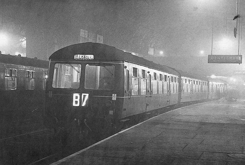 A Craven 3 Car Diesel Multiple Unit Set is seen standing at Platform 7 with the 8 15pm New Street to Leicester local stopping service