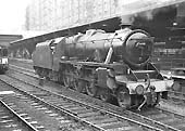Ex-LMS 5MT 4-6-0 No 45414 stands on the centre road in New Street on 22nd August 1963