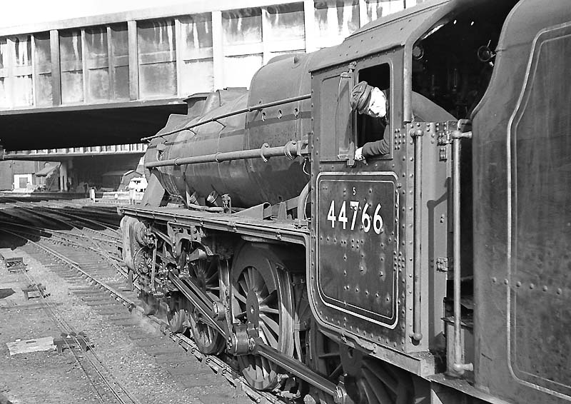 Another view of ex-LMS 5MT 4-6-0 No 44766 waiting to depart on a down express service on 14th September 1963
