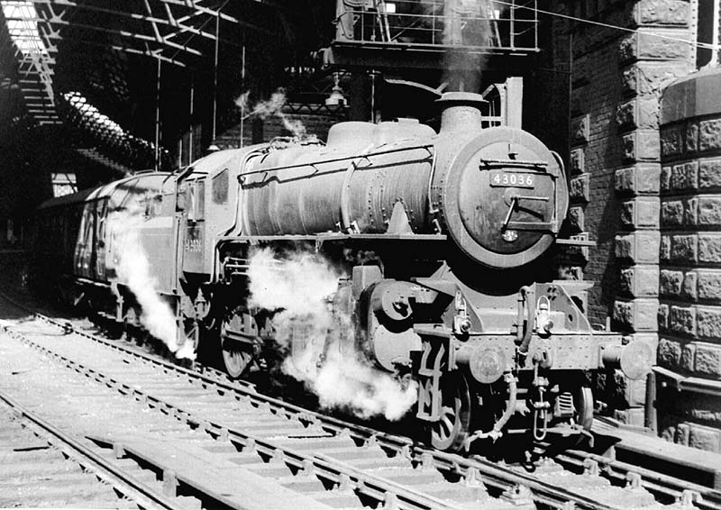 British Railways built 4F 2-6-0 No 43036 seen standing in New Street station at the head of a Class C working