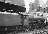 Ex-LMS 5XP 4-6-0 Jubilee class No 45654 'Hood' is seen standing at the East end of Platform 3 at the head of a New Street to Euston express